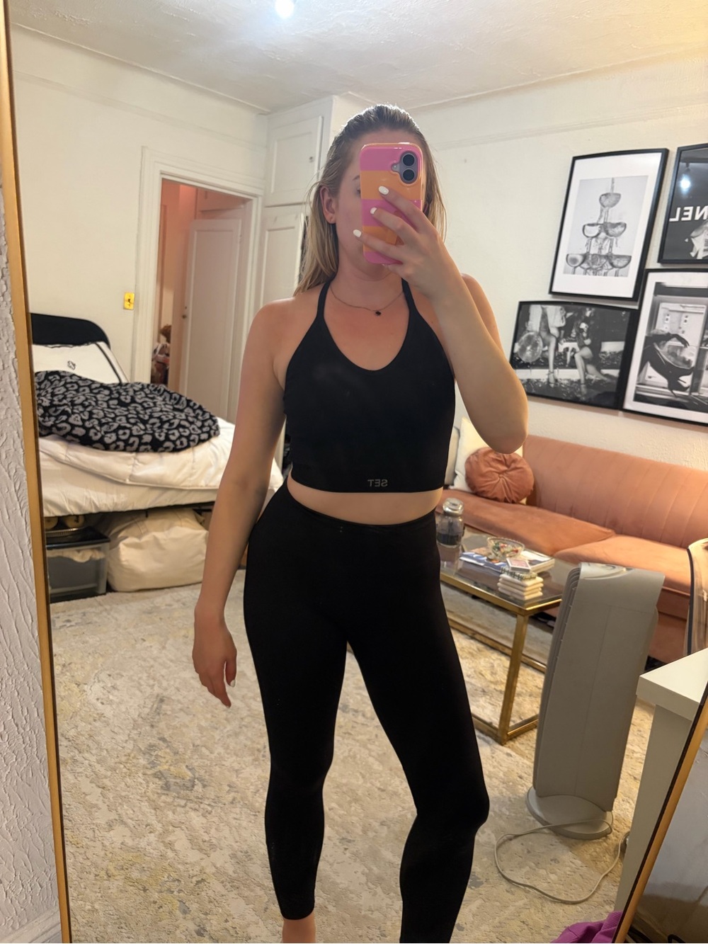 Set Active Black Racerback Ribbed Bralette - Picture 4 of 4